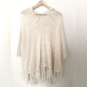 FREE PEOPLE High Low Poncho Hoodie • Cream